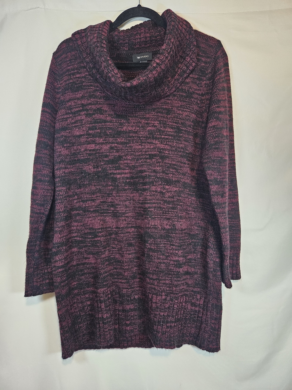 AB Studio Marled Pink and Black Cowl Neck Mini Dress